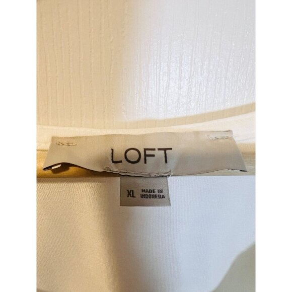 Ann Taylor Loft Shirred Tie Neck Top Size XL White Sleeveless Cotton Modal - Picture 4 of 5